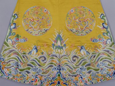 图片[3]-Fragrant Color Satin Embroidered Eight Tuan Water Pattern Python Robe-China Archive